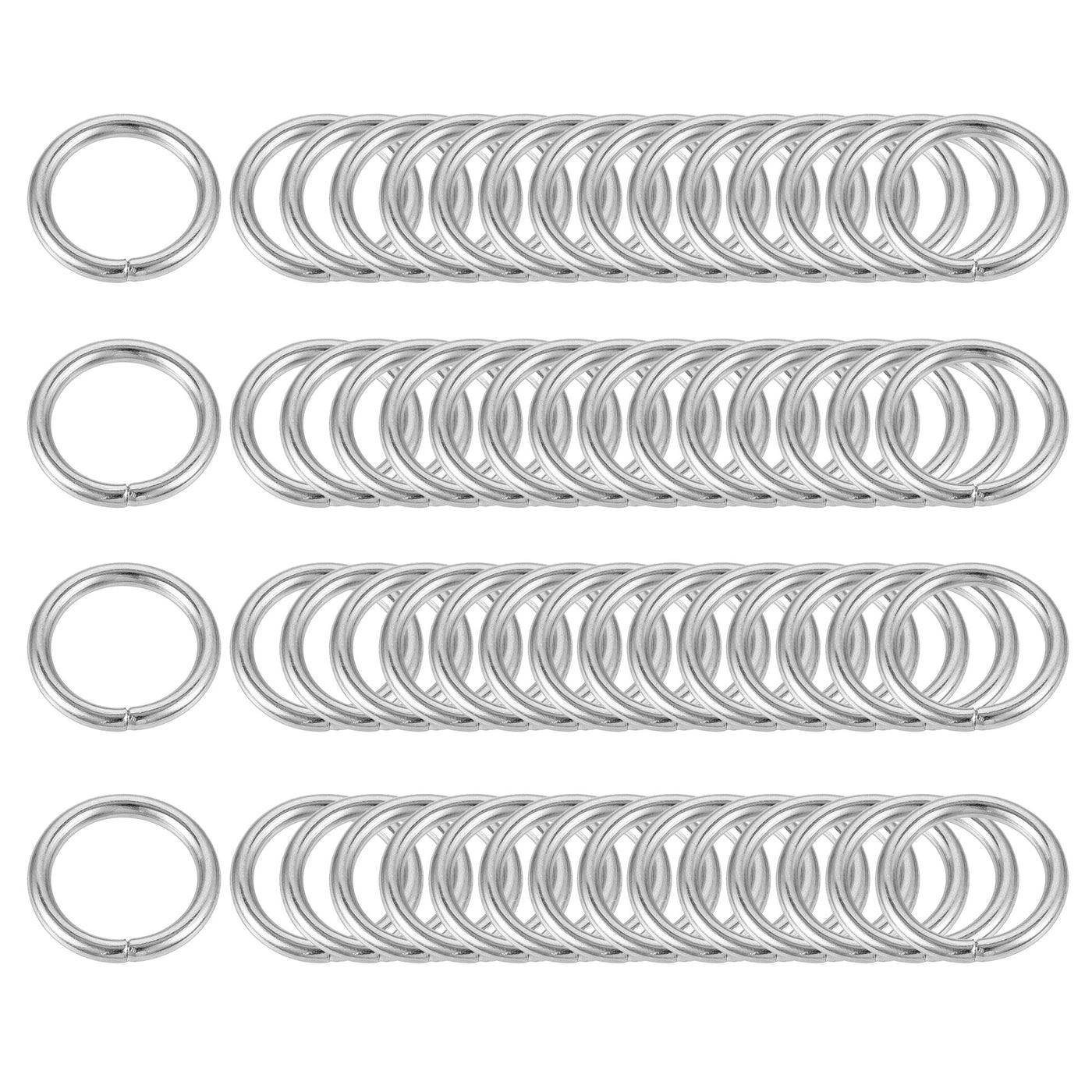 Harfington Metal O Rings, 60pcs 10mm(0.39") ID 1.6mm Thick Non-Welded O-Ring, Silver Tone
