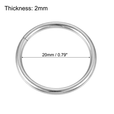 Harfington Metal O Rings, 15pcs 20mm(0.79") ID 2mm Thick Non-Welded O-Ring, Silver Tone