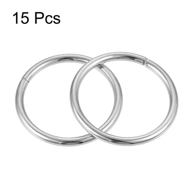 Harfington Metal O Rings, 15pcs 20mm(0.79") ID 2mm Thick Non-Welded O-Ring, Silver Tone
