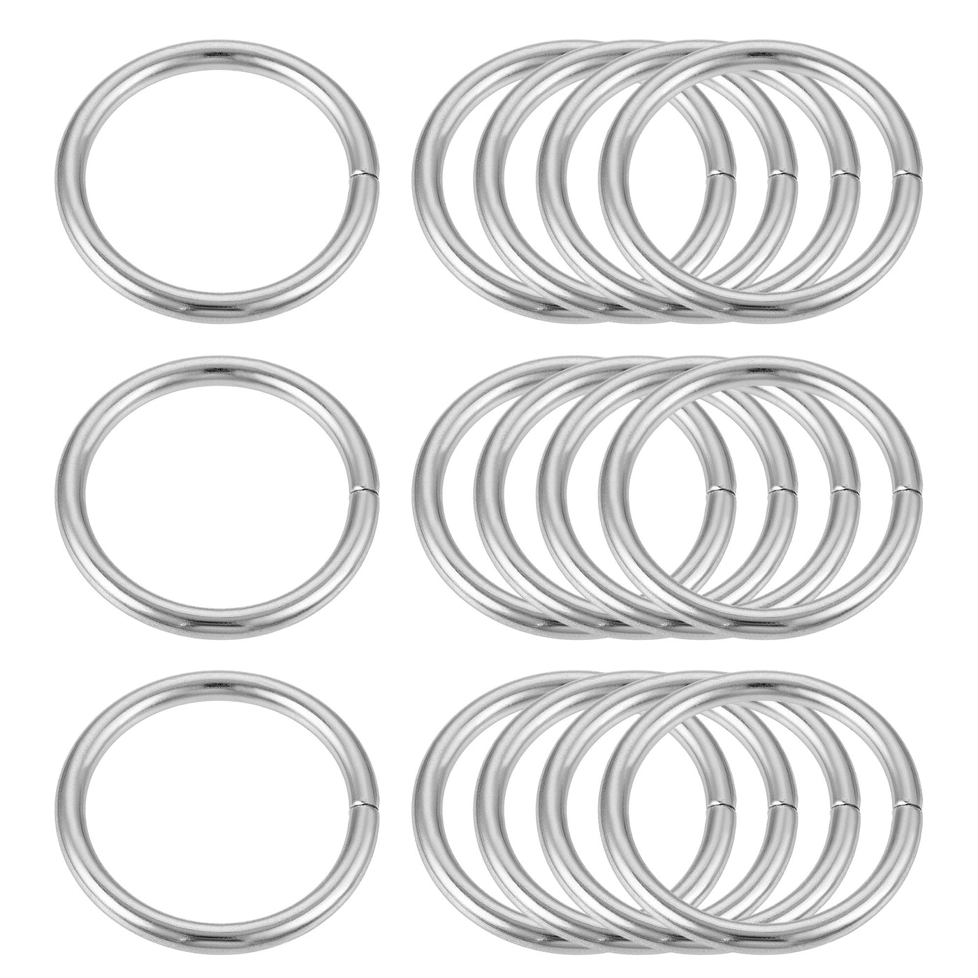 Harfington Metal O Rings, 15pcs 25mm(0.98") ID 3mm Thick Non-Welded O-Ring, Silver Tone