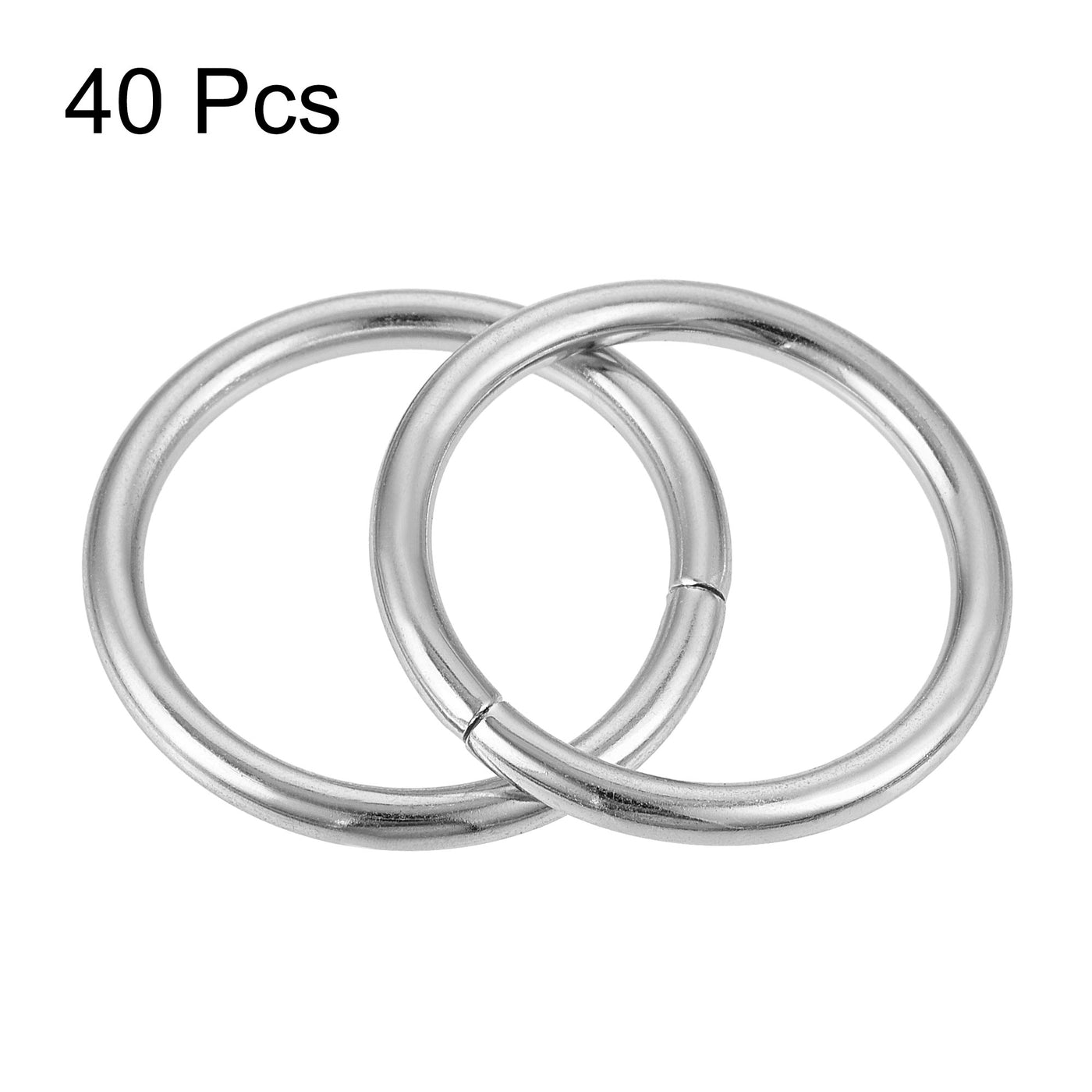 Harfington Metal O Rings, 40pcs 25mm(0.98") ID 3mm Thick Non-Welded O-Ring, Silver Tone
