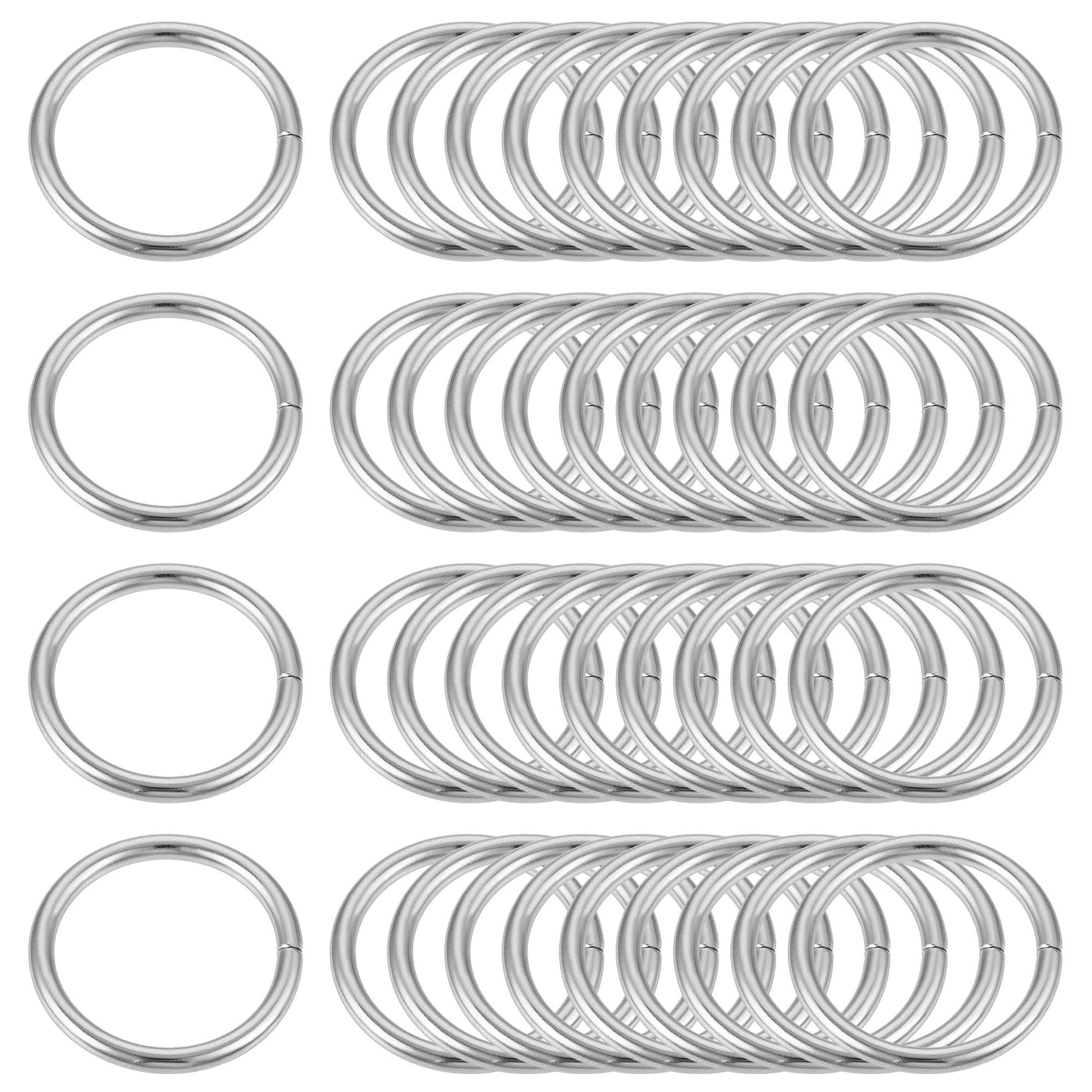 Harfington Metal O Rings, 40pcs 25mm(0.98") ID 3mm Thick Non-Welded O-Ring, Silver Tone