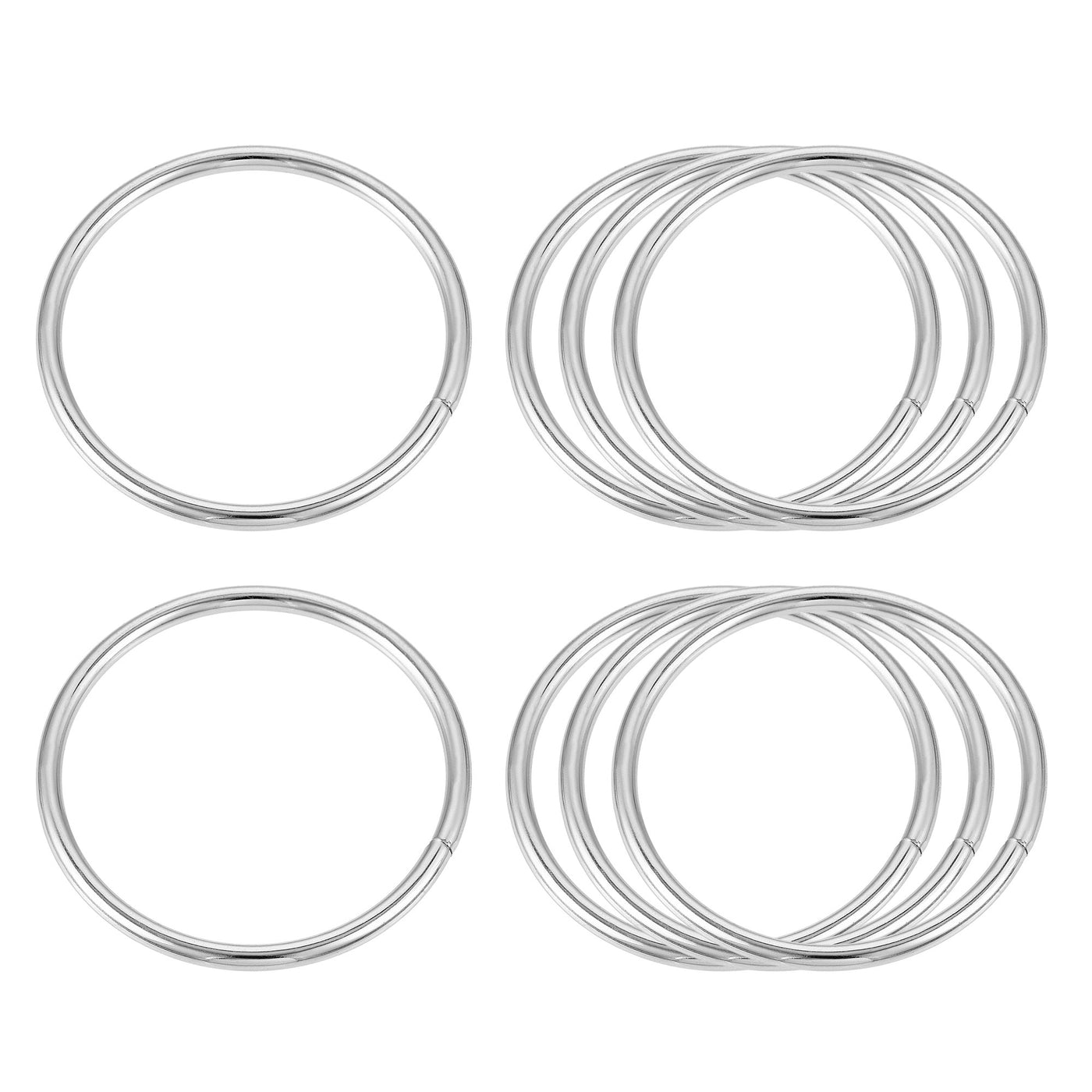 Harfington Metal O Rings, 8pcs 50mm(1.97") ID 3.5mm Thick Non-Welded O-Ring, Silver Tone