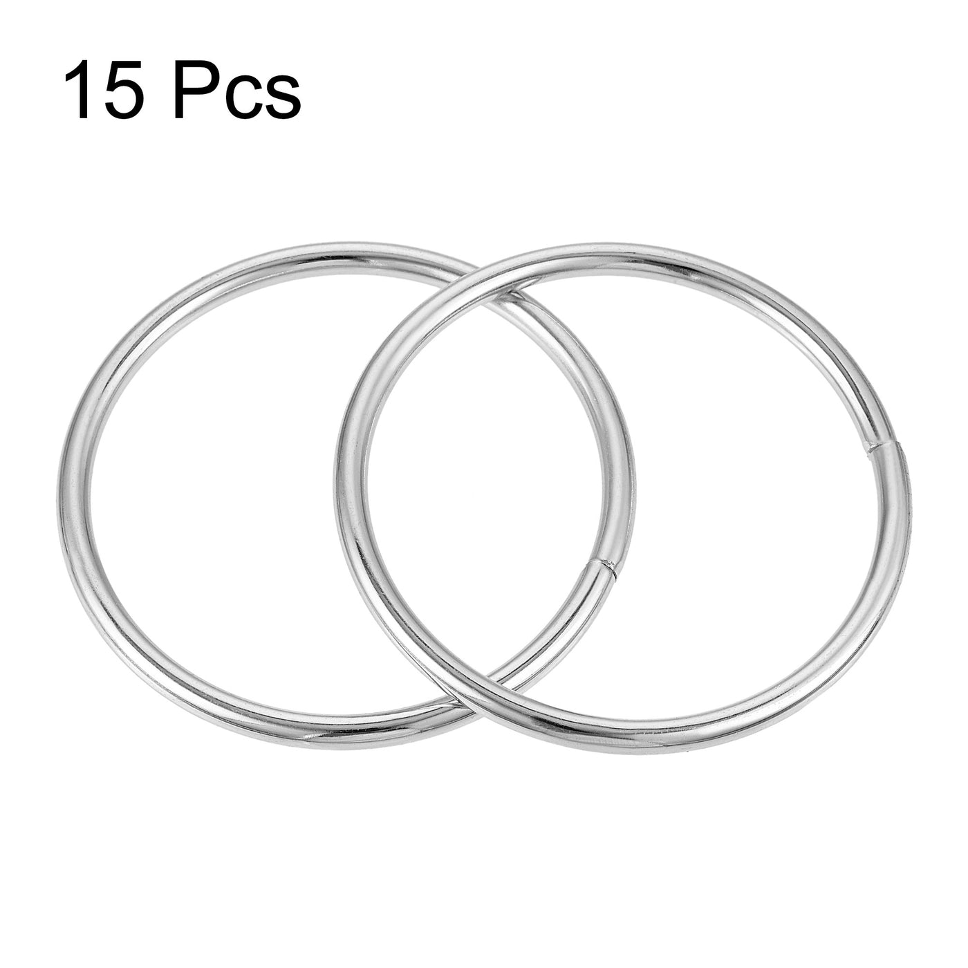 Harfington Metal O Rings, 15pcs 50mm(1.97") ID 3.5mm Thick Non-Welded O-Ring, Silver Tone