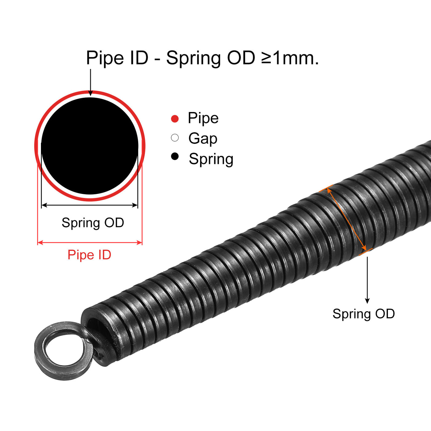 Harfington 16.3mm OD B Type Spring Tube Bender 1500mm Long for 20mm 1/2" PVC Pipe