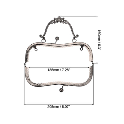 Harfington Uxcell Metal Purse Frames, 8.07" 2Pcs Kiss Lock Clasp Frame for Coin Bag DIY, Dark Grey