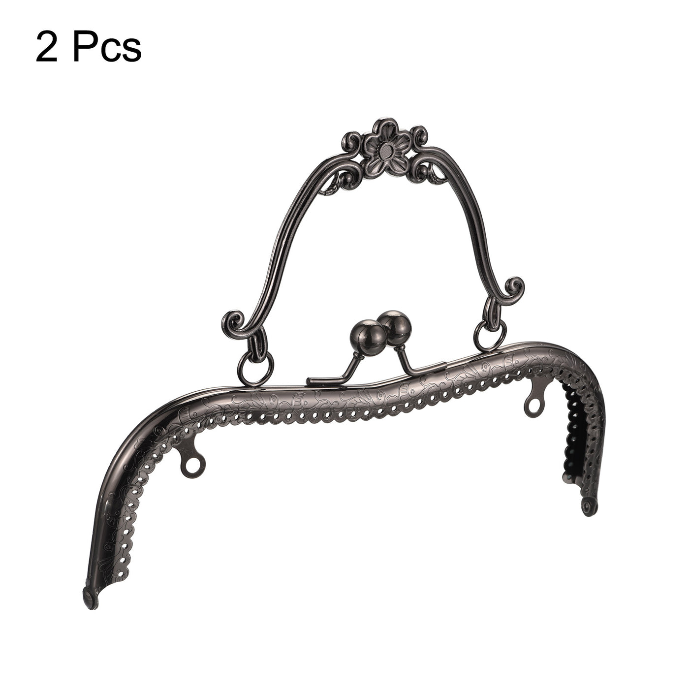 uxcell Uxcell Metal Purse Frames, 8.07" 2Pcs Kiss Lock Clasp Frame for Coin Bag DIY, Dark Grey