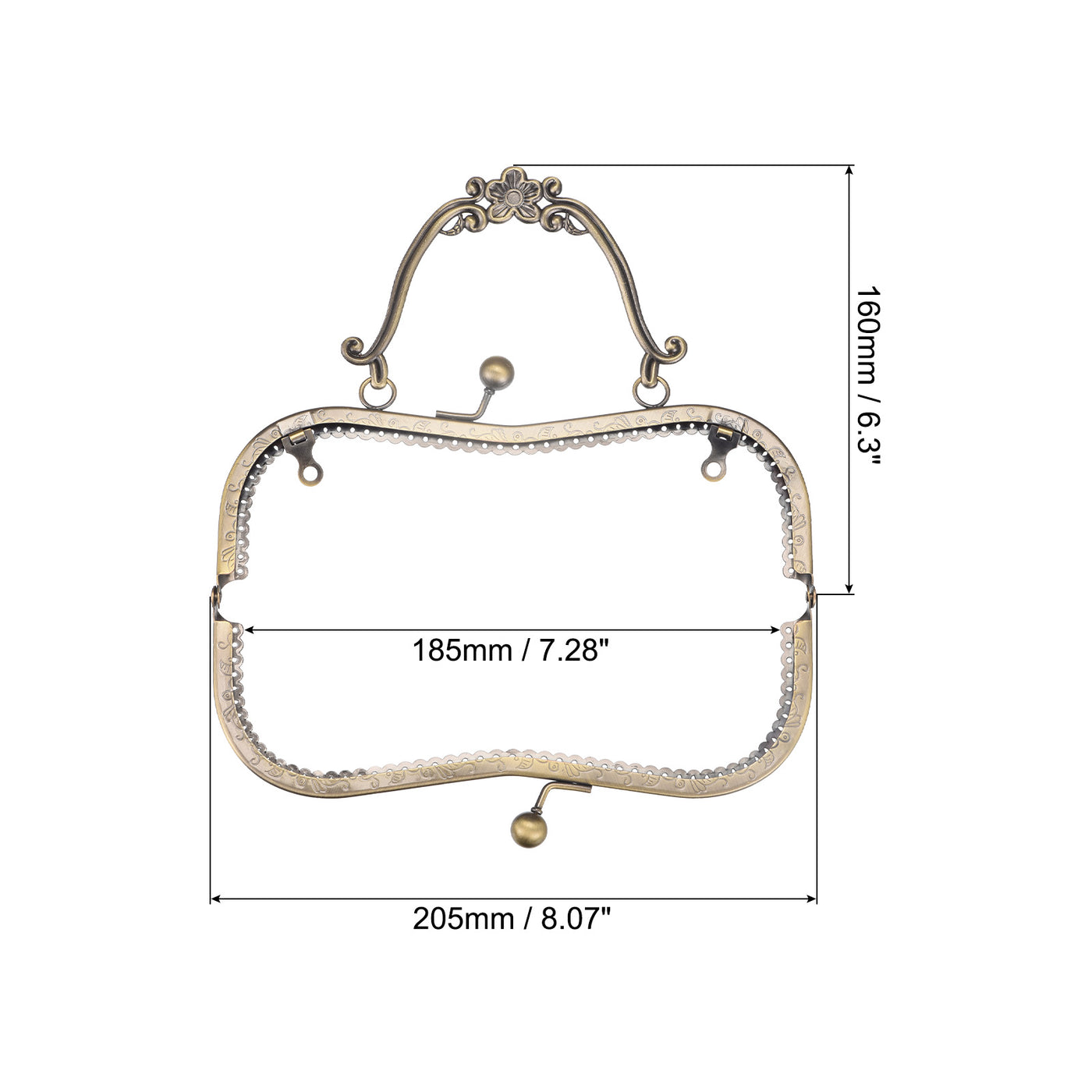 uxcell Uxcell Metal Purse Frames, 8.07" 4Pcs Kiss Lock Clasp Frame for Coin Bags DIY, Bronze