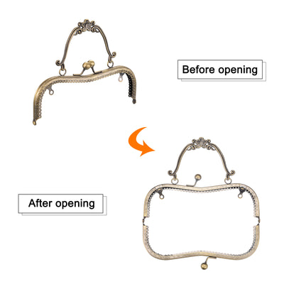 Harfington Uxcell Metal Purse Frames, 8.07" 4Pcs Kiss Lock Clasp Frame for Coin Bags DIY, Bronze