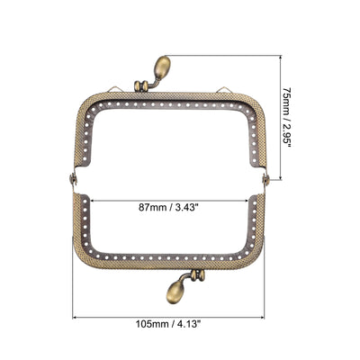 Harfington Uxcell Metal Purse Frames, 4.13" 3Pcs Kiss Lock Clasp Frame for Coin Bag DIY, Bronze