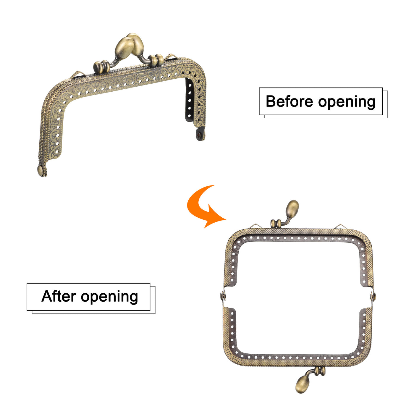 uxcell Uxcell Metal Purse Frames, 4.13" 3Pcs Kiss Lock Clasp Frame for Coin Bag DIY, Bronze