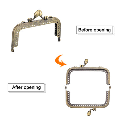Harfington Uxcell Metal Purse Frames, 4.13" 3Pcs Kiss Lock Clasp Frame for Coin Bag DIY, Bronze