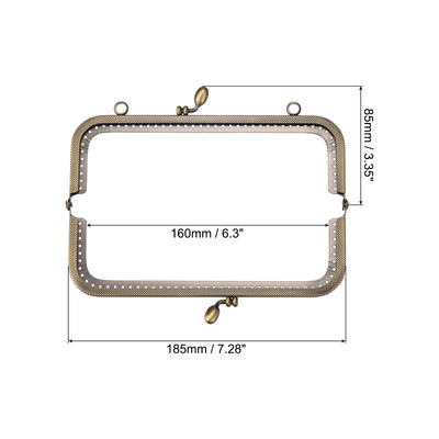 Harfington Uxcell Metal Purse Frames, 7.28" 3Pcs Kiss Lock Clasp Frame for Coin Bag DIY, Bronze