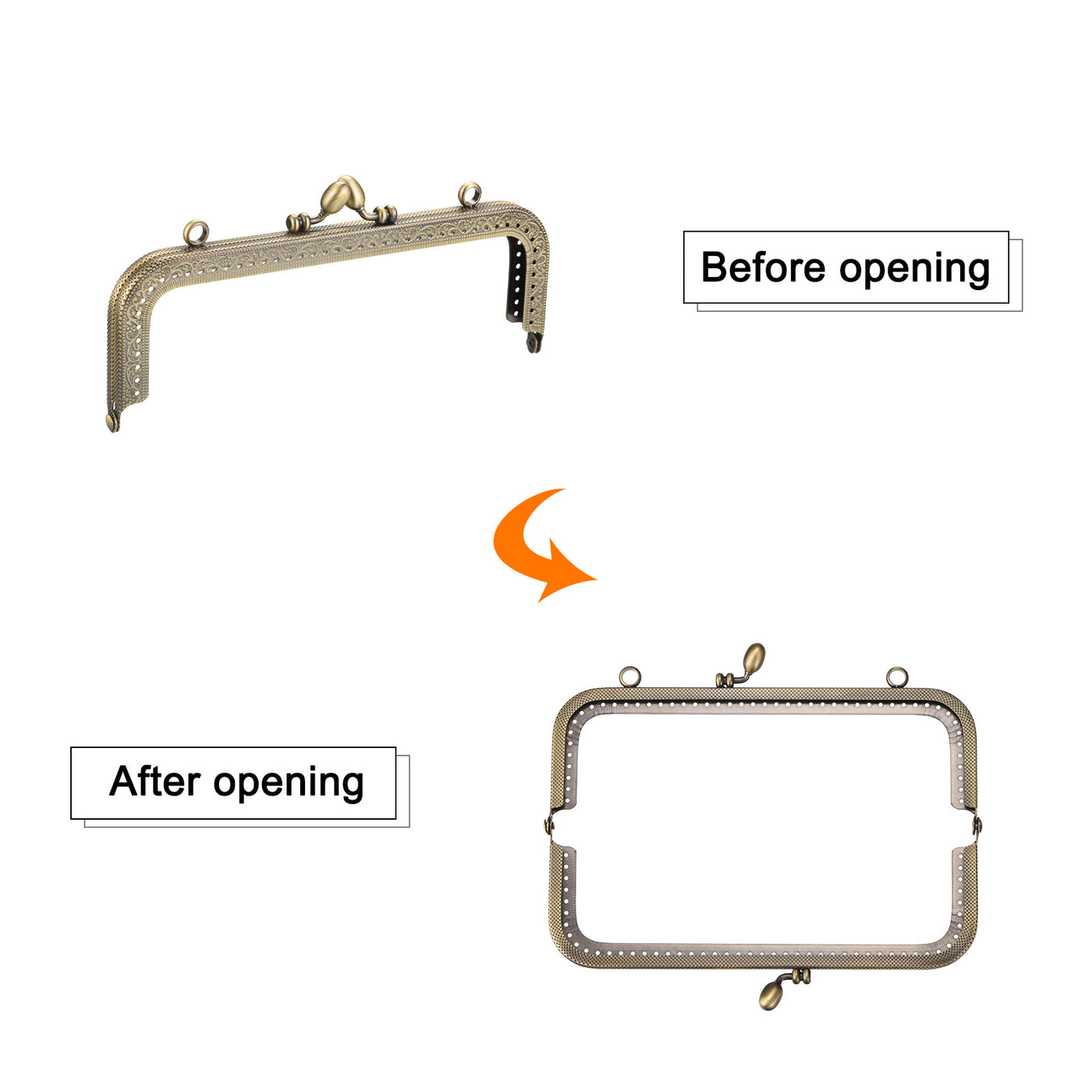 uxcell Uxcell Metal Purse Frames, 7.28" 3Pcs Kiss Lock Clasp Frame for Coin Bag DIY, Bronze