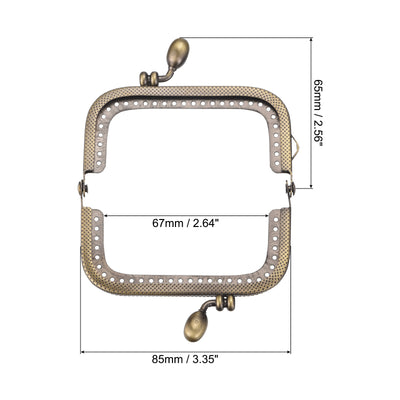 Harfington Uxcell Metal Purse Frames, 3.35" 4Pcs Kiss Lock Clasp Frame for Coin Bag DIY, Bronze