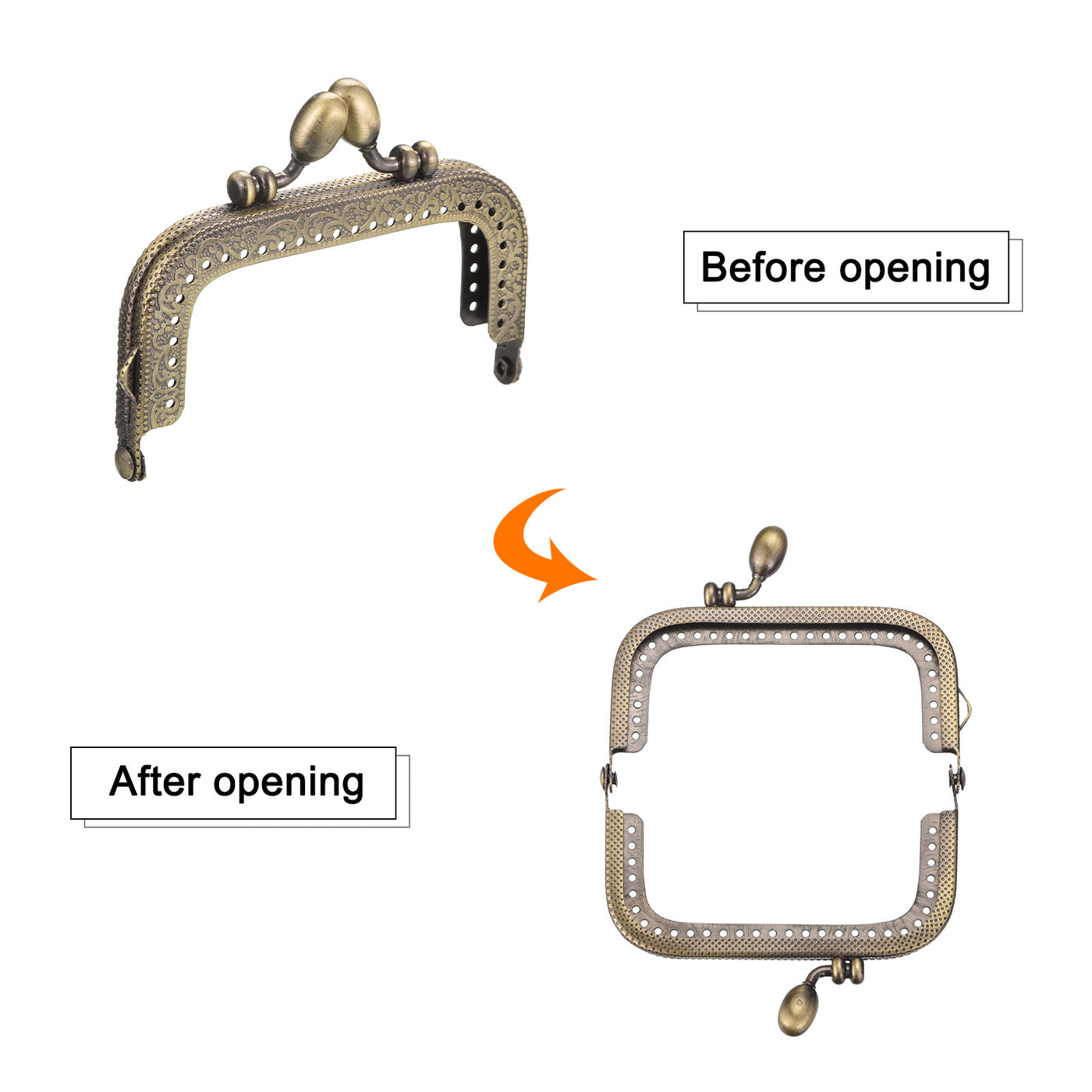 uxcell Uxcell Metal Purse Frames, 3.35" 4Pcs Kiss Lock Clasp Frame for Coin Bag DIY, Bronze