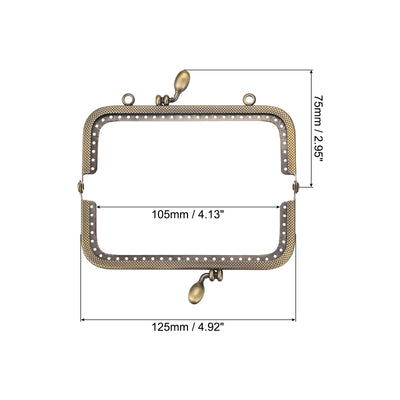 Harfington Uxcell Metal Purse Frames, 4.92" 4Pcs Kiss Lock Clasp Frame for Coin Bags DIY, Bronze