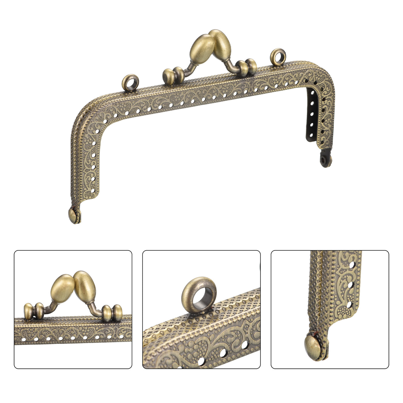 uxcell Uxcell Metal Purse Frames, 4.92" 4Pcs Kiss Lock Clasp Frame for Coin Bags DIY, Bronze