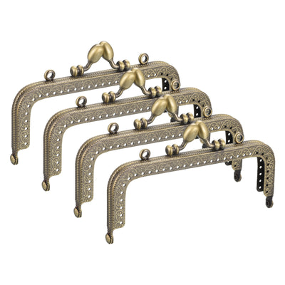 uxcell Uxcell Metal Purse Frames, 4.92" 4Pcs Kiss Lock Clasp Frame for Coin Bags DIY, Bronze
