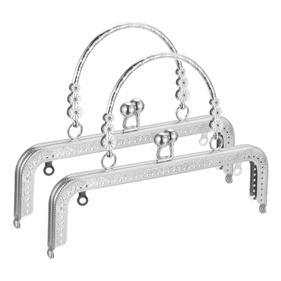 uxcell Uxcell Metal Purse Frames, 8.07" 2Pcs Kiss Lock Clasp Frame for Coin Bag DIY, Silver