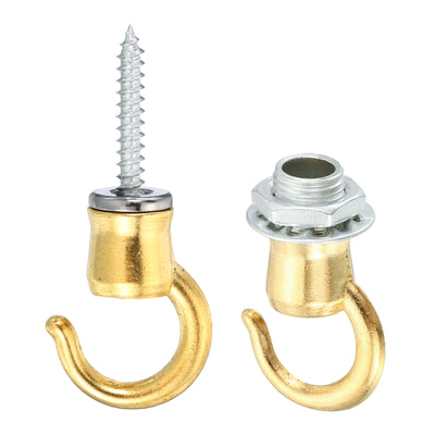 Harfington 37mmx23mm Ceiling Hook, 2 Pack Screw Hooks Light Fixtures Accessory Gold Tone