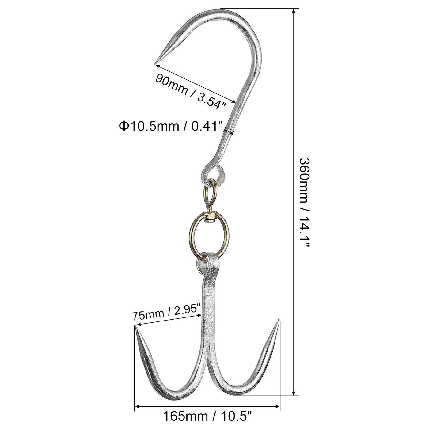 uxcell Uxcell Double Meat Hook, Galvanized Swivel Meat Hook for Hanging Drying Smoking Meat Products