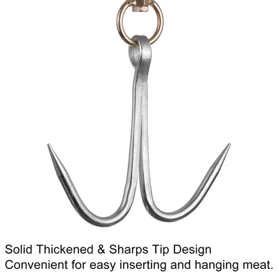 Harfington Uxcell Double Meat Hooks, Galvanized Swivel Meat Hook for Hanging Drying Smoking Meat