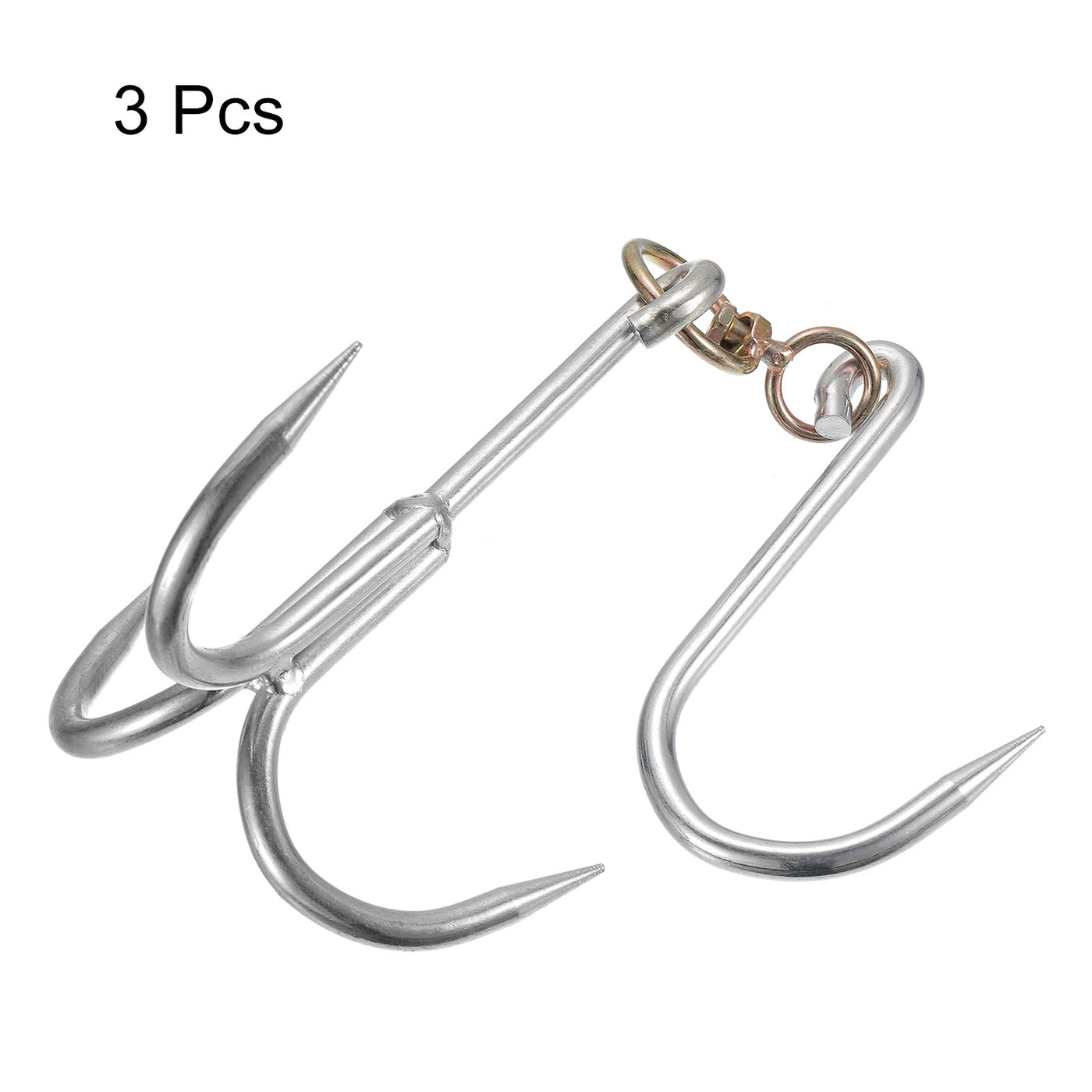 uxcell Uxcell Swiveling Meat Hook, Galvanized Three-Prong Meat Hooks for Hanging Drying Smoking Meat
