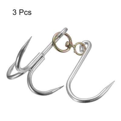 Harfington Uxcell Swiveling Meat Hook, Galvanized Three-Prong Meat Hooks for Hanging Drying Smoking Meat