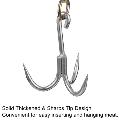 Harfington Uxcell Swiveling Meat Hook, Galvanized Three-Prong Meat Hooks for Hanging Drying Smoking Meat