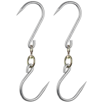 Harfington Uxcell Swivel Meat Hook Thickness Galvanized Processing Butcher Hooks for Hanging Drying Smoking Meat Products
