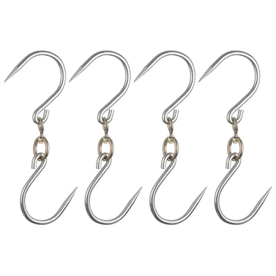 Harfington Uxcell Swivel Meat Hooks, Galvanized Processing Butcher Hooks for Hanging Drying Smoking Meat