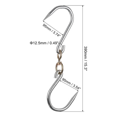 Harfington Uxcell Swivel Meat Hook Thickness Galvanized Processing Butcher Hooks for Hanging Drying Smoking Meat Products