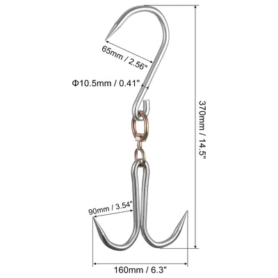 Harfington Uxcell Double Meat Hooks, Galvanized Integrated Swivel Meat Hooks for Hanging Drying Smoking Meat Product