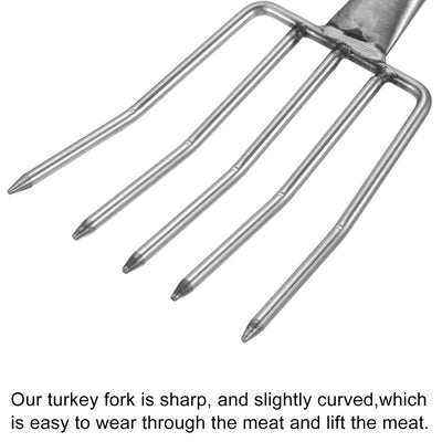 Harfington Uxcell Stainless Steel Turkey Forks, Five Claws Meat Fork Barbecue Roast Accessories for Thanksgiving Charcoal BBQ Grilling