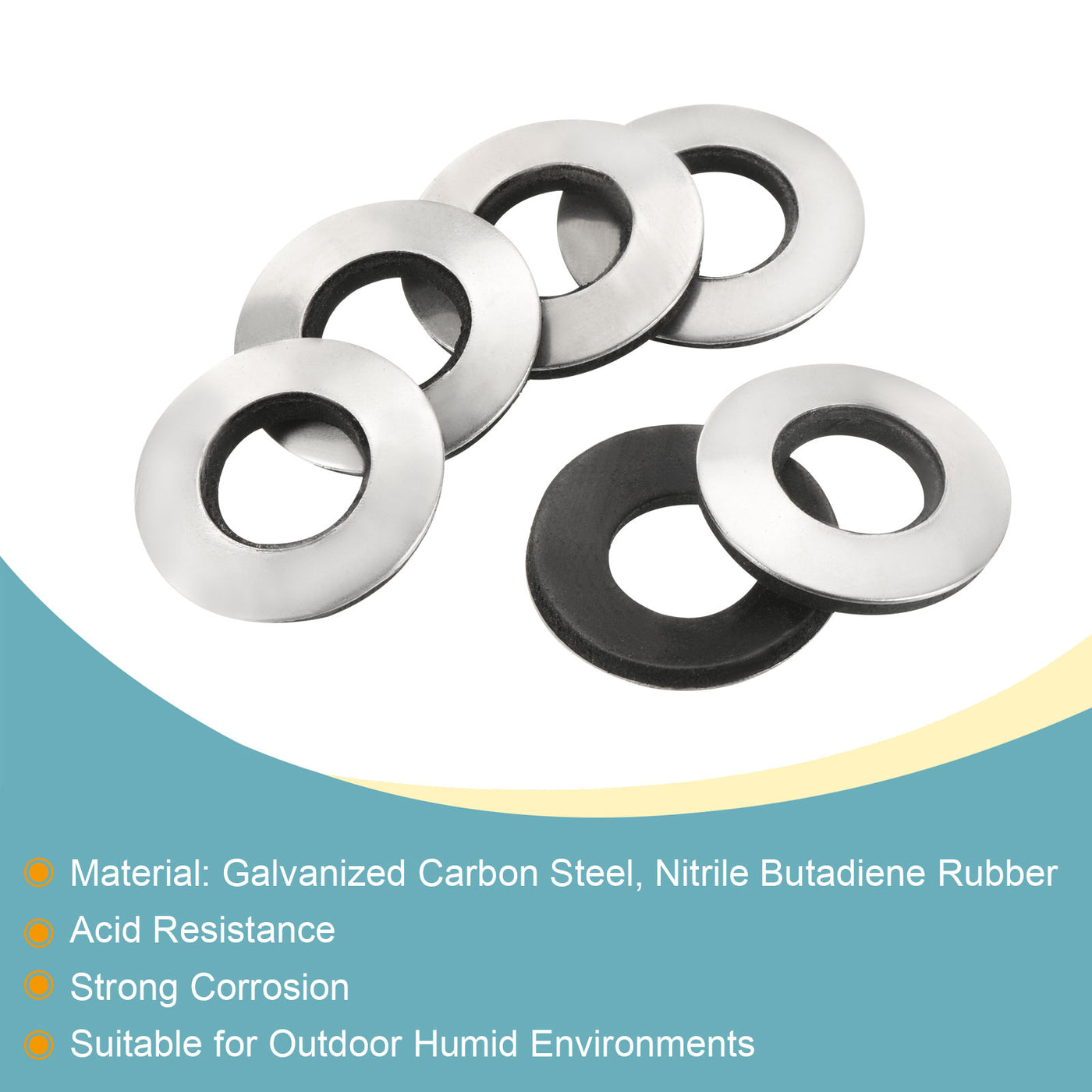 Harfington Bonded Sealing Washers M12 25x12x3.6mm Carbon Steel Nitrile Rubber Gasket, Pack of 10