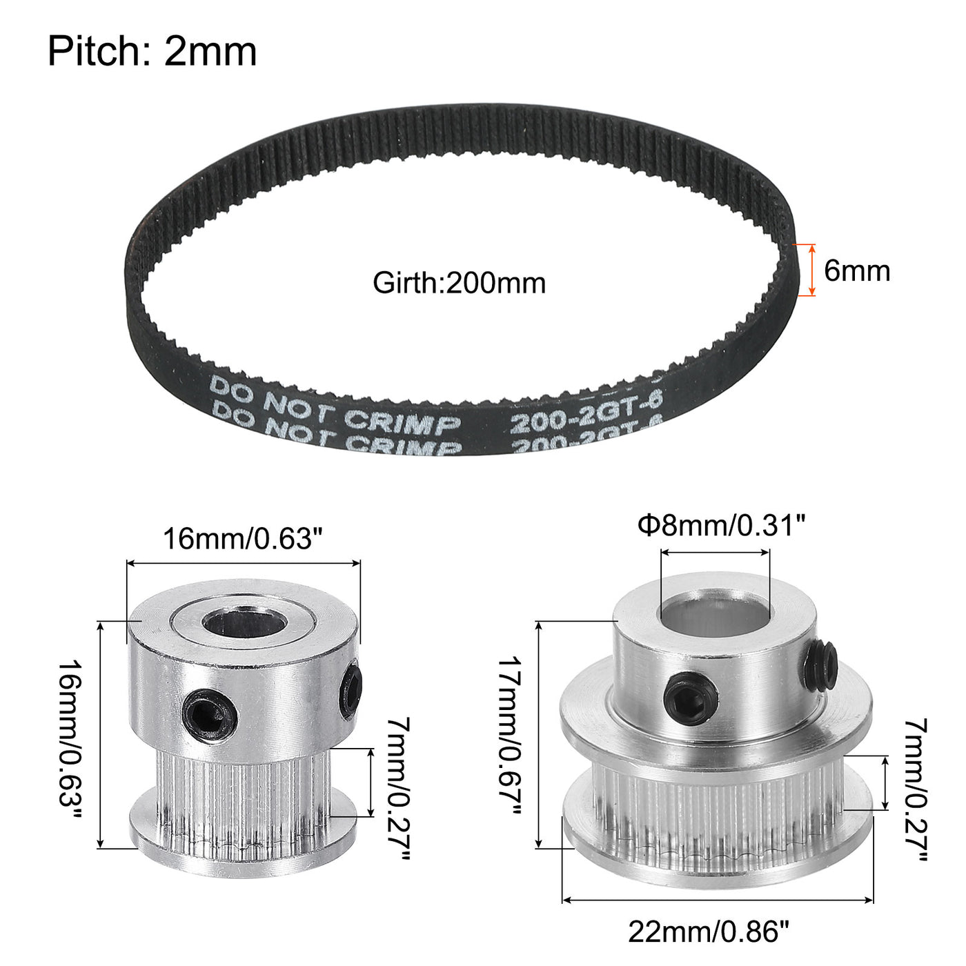 Harfington Timing Pulley 20&30 Teeth 8mm Bore Synchronous Wheel with Belt and Wrench for 3D Printer, CNC Machine