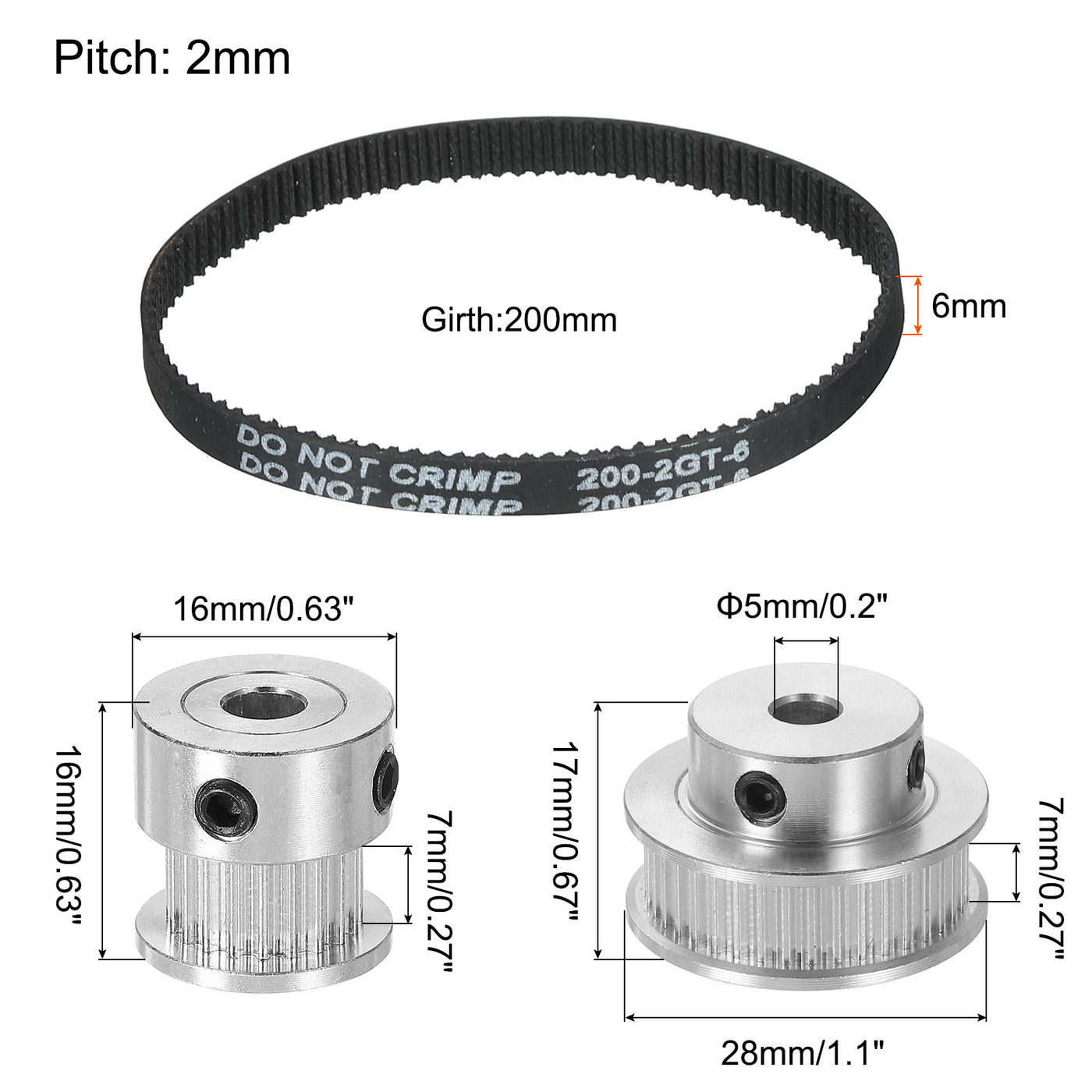 Harfington Timing Pulley 20&40 Teeth 5mm Bore Synchronous Wheel with Belt and Wrench for 3D Printer, CNC Machine