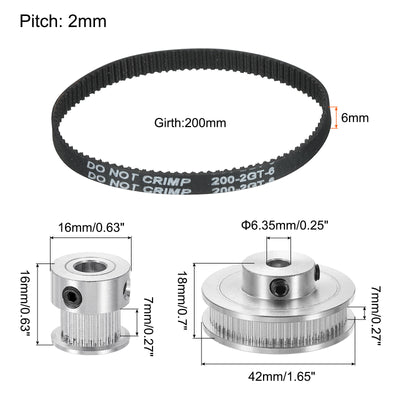 Harfington Timing Pulley 20&60 Teeth 6.35mm Bore Synchronous Wheel with Belt and Wrench for 3D Printer, CNC Machine