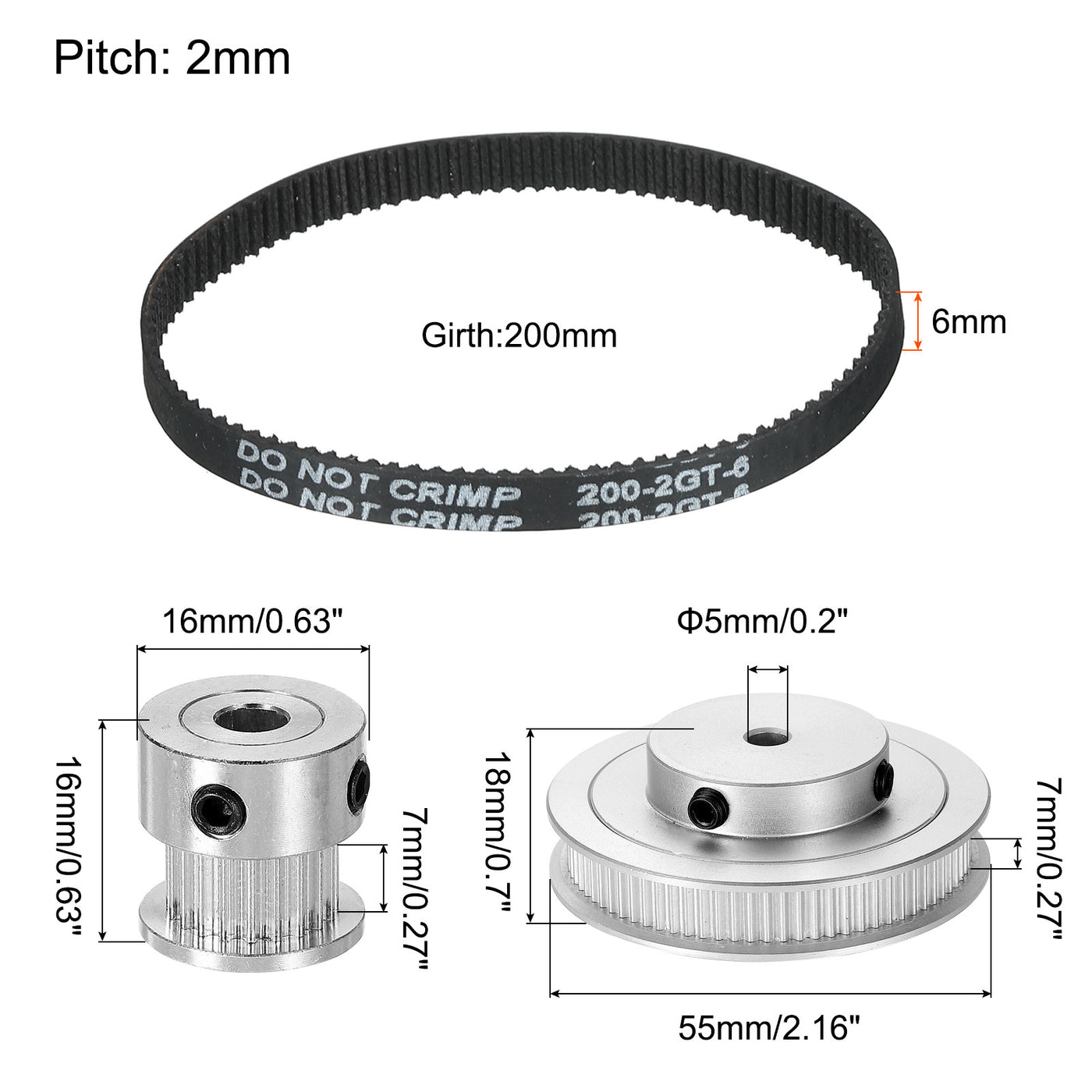 Harfington Timing Pulley 20&80 Teeth 5mm Bore Synchronous Wheel with Belt and Wrench for 3D Printer, CNC Machine