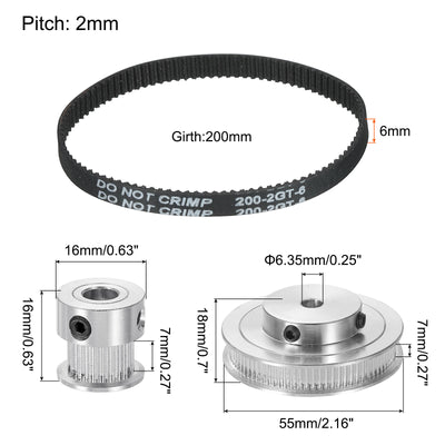 Harfington Timing Pulley 20&80 Teeth 6.35mm Bore Synchronous Wheel with Belt and Wrench for 3D Printer, CNC Machine
