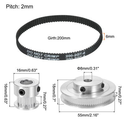 Harfington Timing Pulley 20&80 Teeth 8mm Bore Synchronous Wheel with Belt and Wrench for 3D Printer, CNC Machine