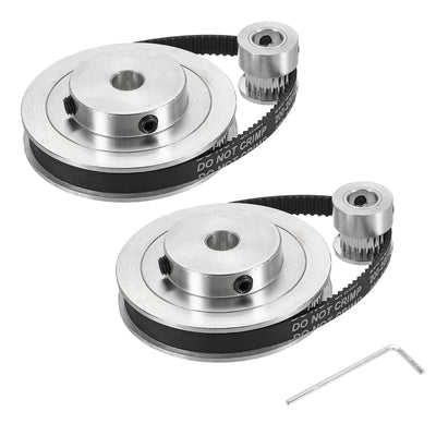 Harfington Timing Pulley 20&80 Teeth 8mm Bore Synchronous Wheel with Belt and Wrench for 3D Printer, CNC Machine