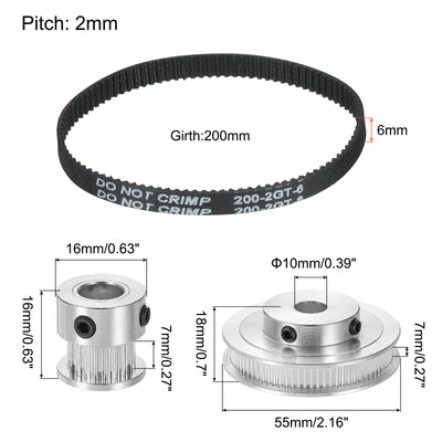 Harfington Timing Pulley 20&80 Teeth 8mm&10mm Bore Synchronous Wheel with Belt and Wrench for 3D Printer, CNC Machine
