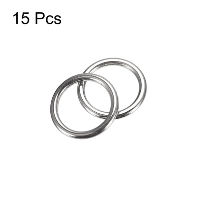 Harfington Uxcell Metal O Rings, 15pcs 20mm(0.79") ID 3mm Thick Welded O-Ringe, Silver Tone