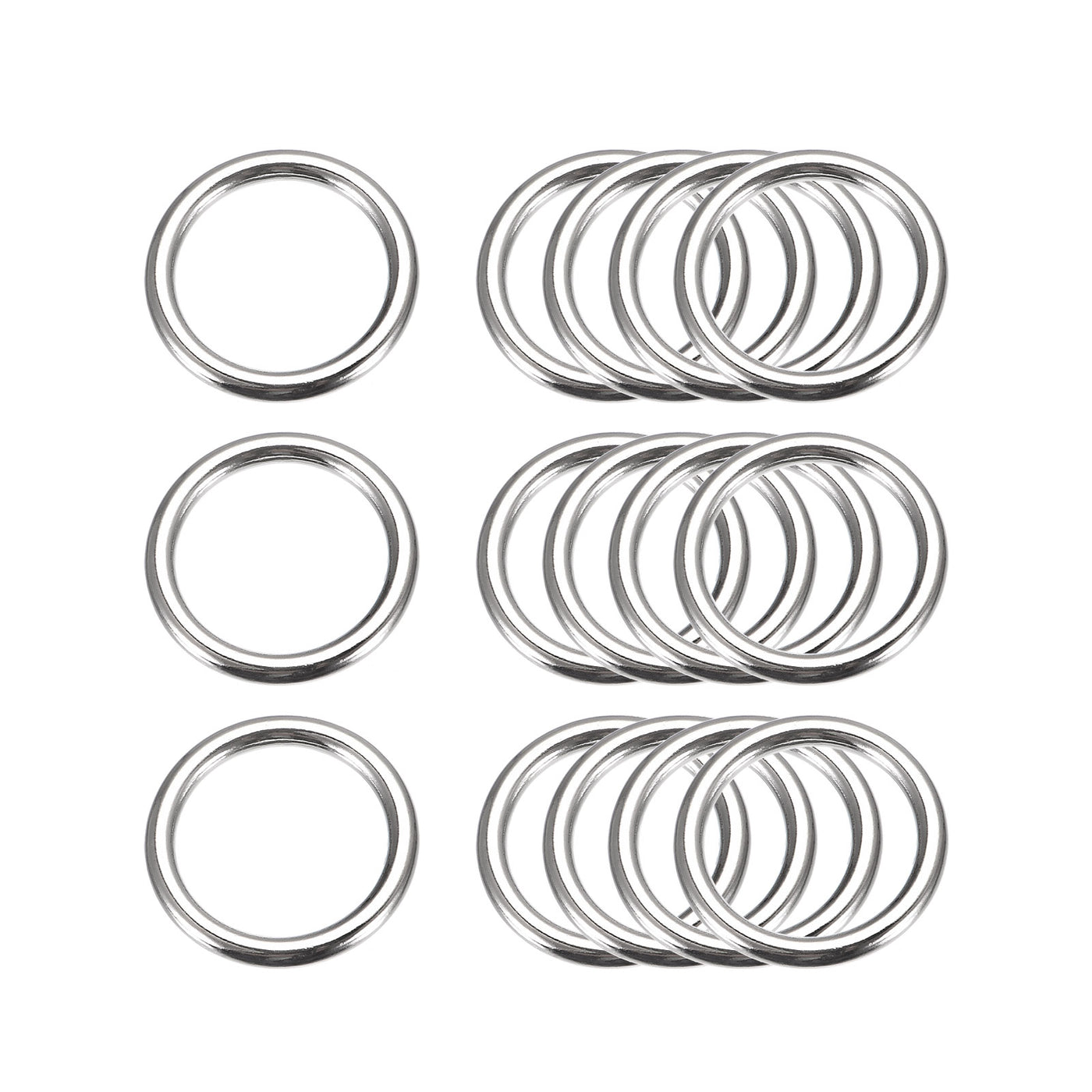 uxcell Uxcell Metal O Rings, 15pcs 20mm(0.79") ID 3mm Thick Welded O-Ringe, Silver Tone