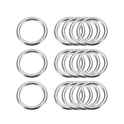 Harfington Uxcell Metal O Rings, 15pcs 20mm(0.79") ID 3mm Thick Welded O-Ringe, Silver Tone