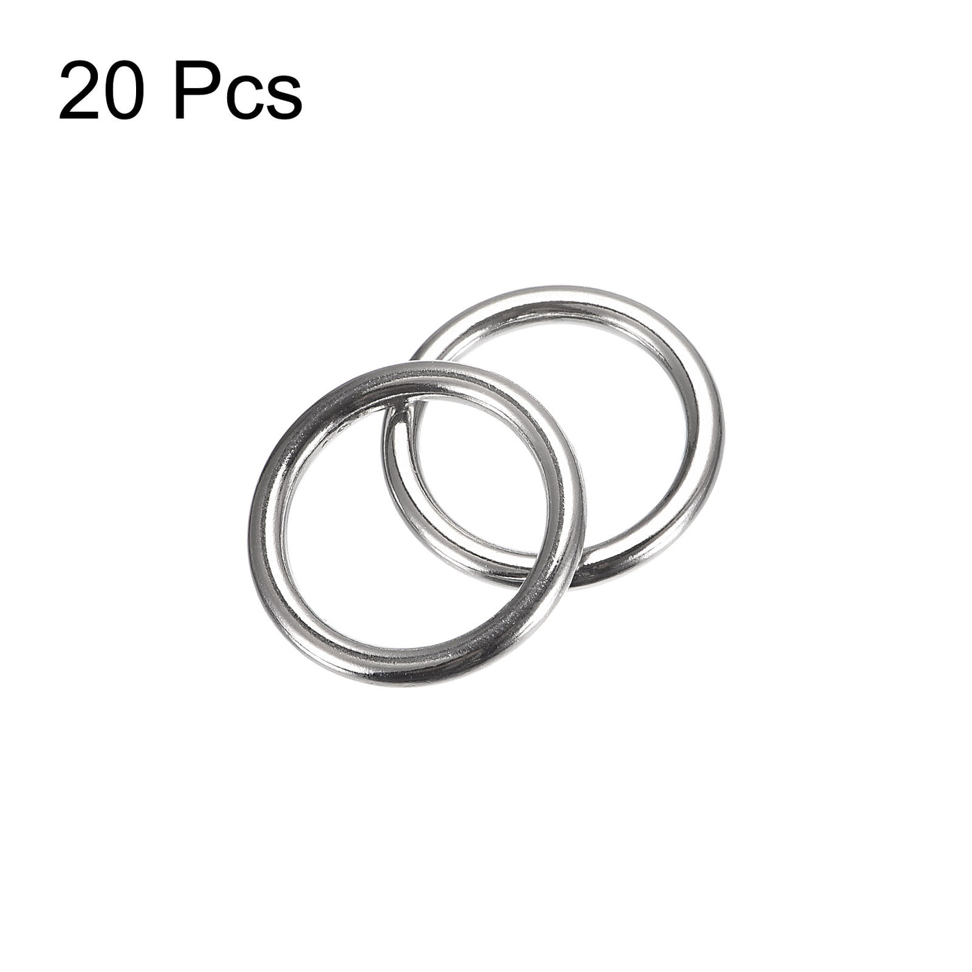 uxcell Uxcell Metal O Rings, 20pcs 20mm(0.79") ID 3mm Thick Welded O-Ringe, Silver Tone