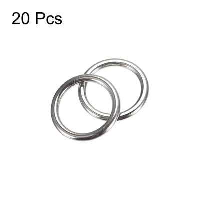 Harfington Uxcell Metal O Rings, 20pcs 20mm(0.79") ID 3mm Thick Welded O-Ringe, Silver Tone