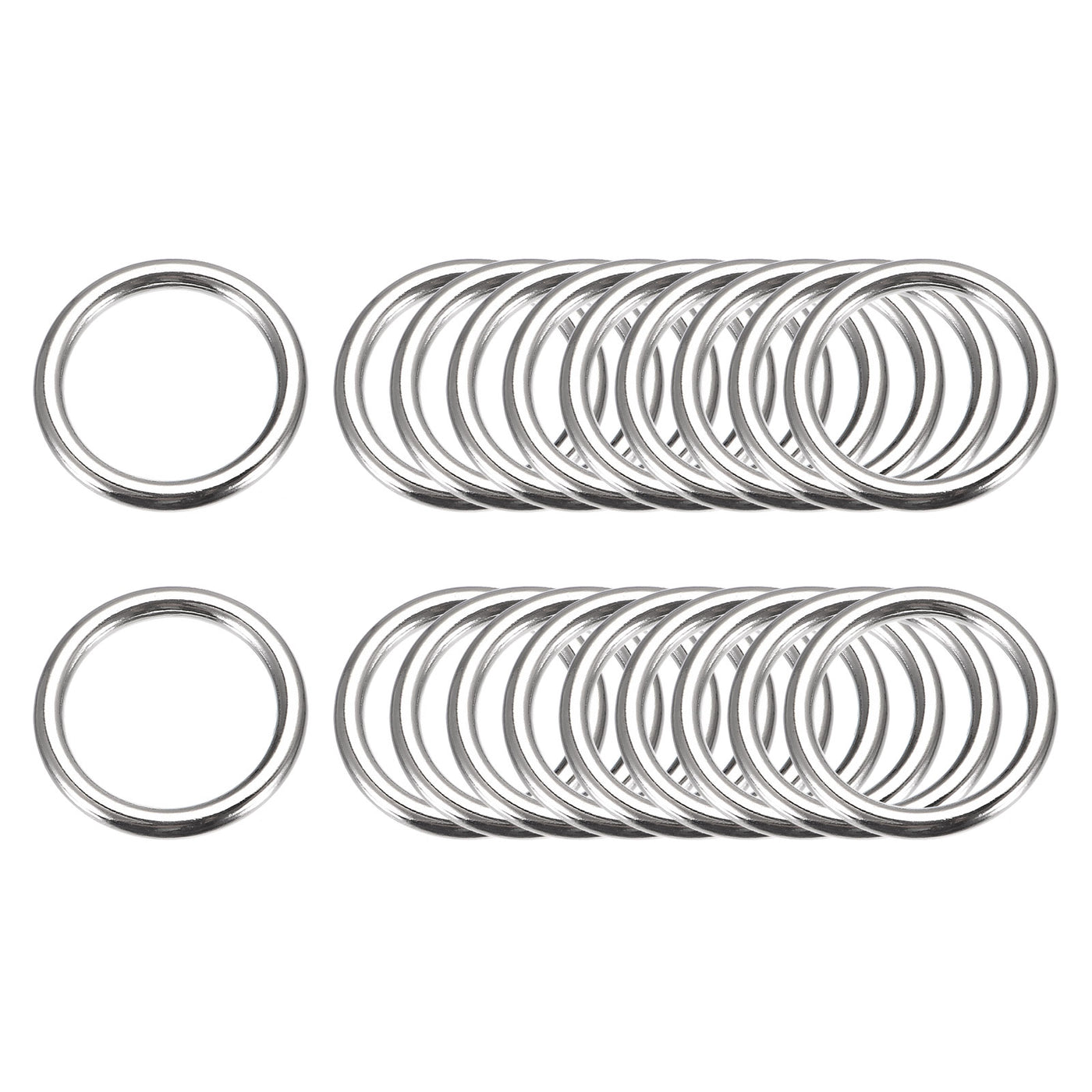 uxcell Uxcell Metal O Rings, 20pcs 20mm(0.79") ID 3mm Thick Welded O-Ringe, Silver Tone